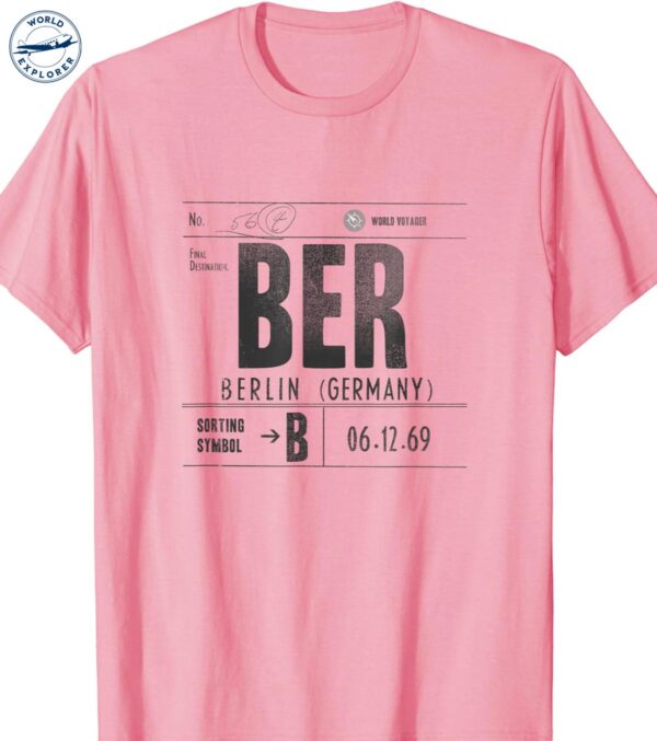 Berlin TShirt - BER-Airport-Code-T-Shirt-Pink-World-Explorer